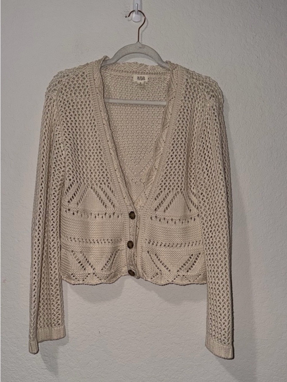 A.N.A. Cream Cable Knit Button Cardigan